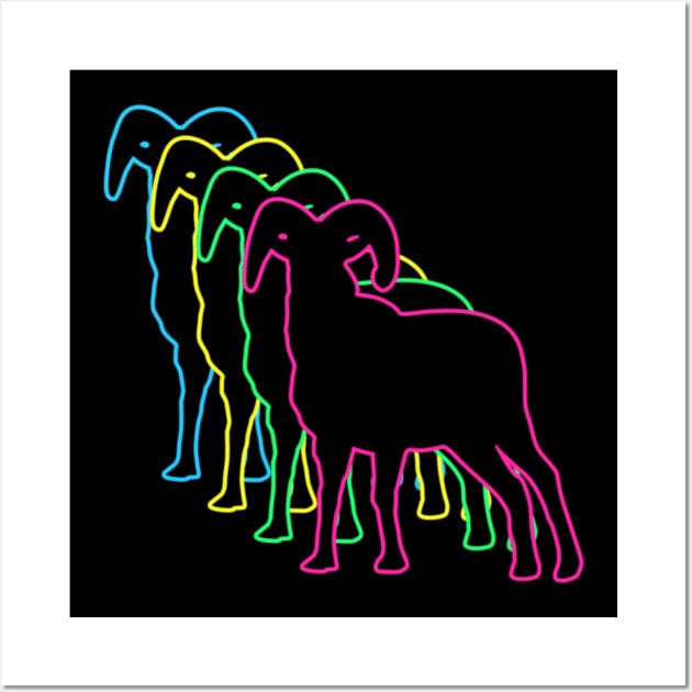 Goat 80s Neon Wall Art by Nerd_art